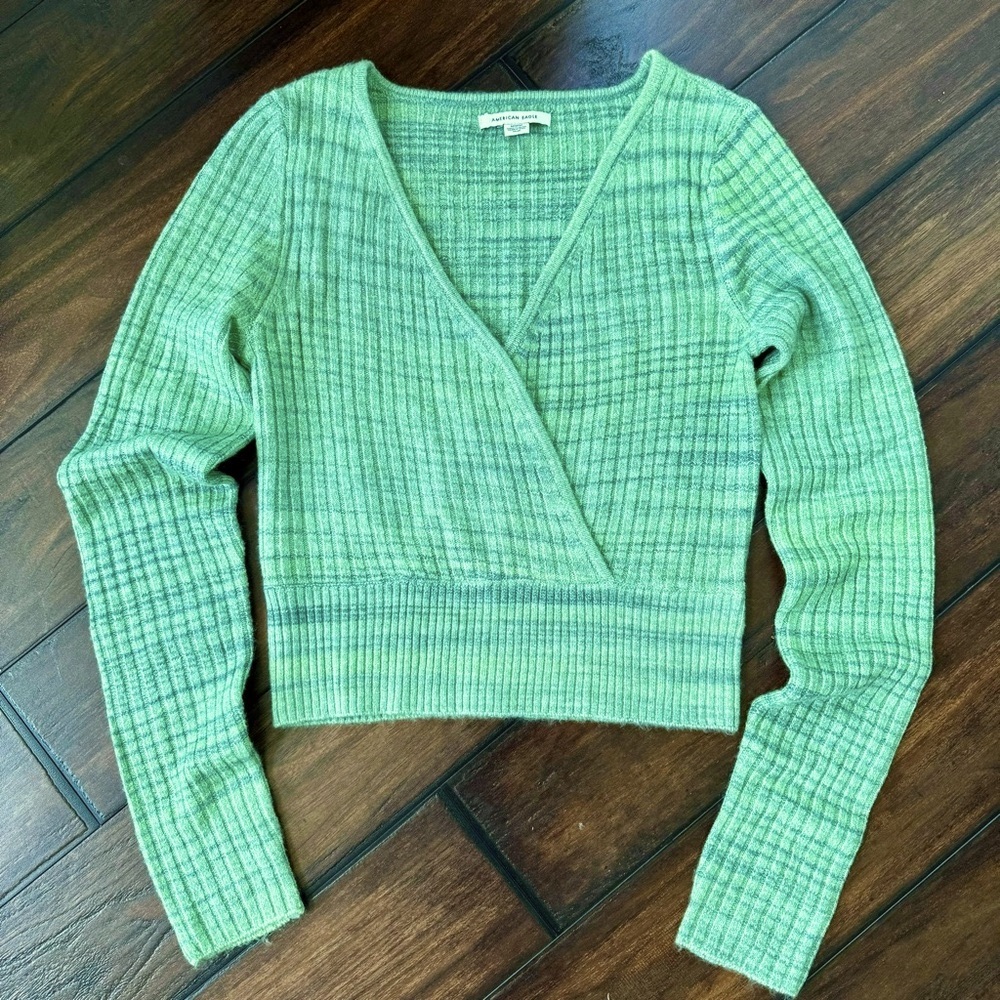 NWOT American Eagle Faux Wrap Cropped Sweater